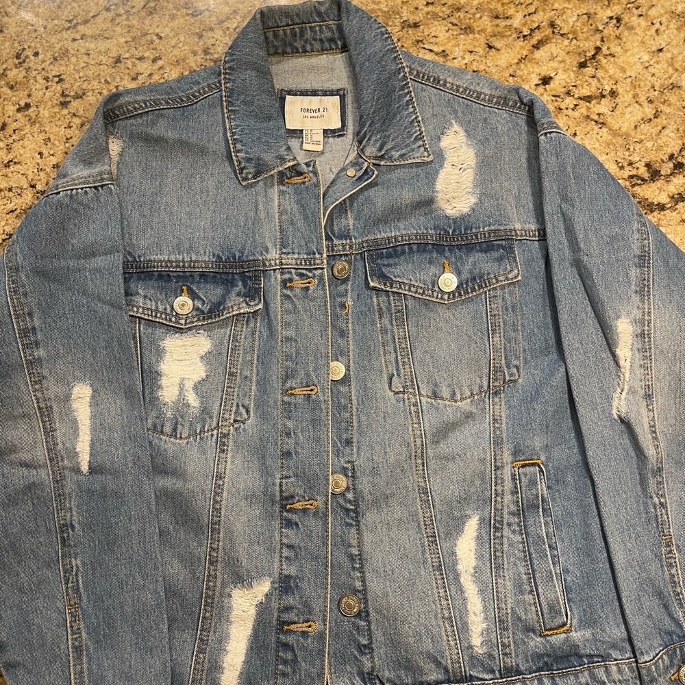 Forever 21 distressed jean jacket